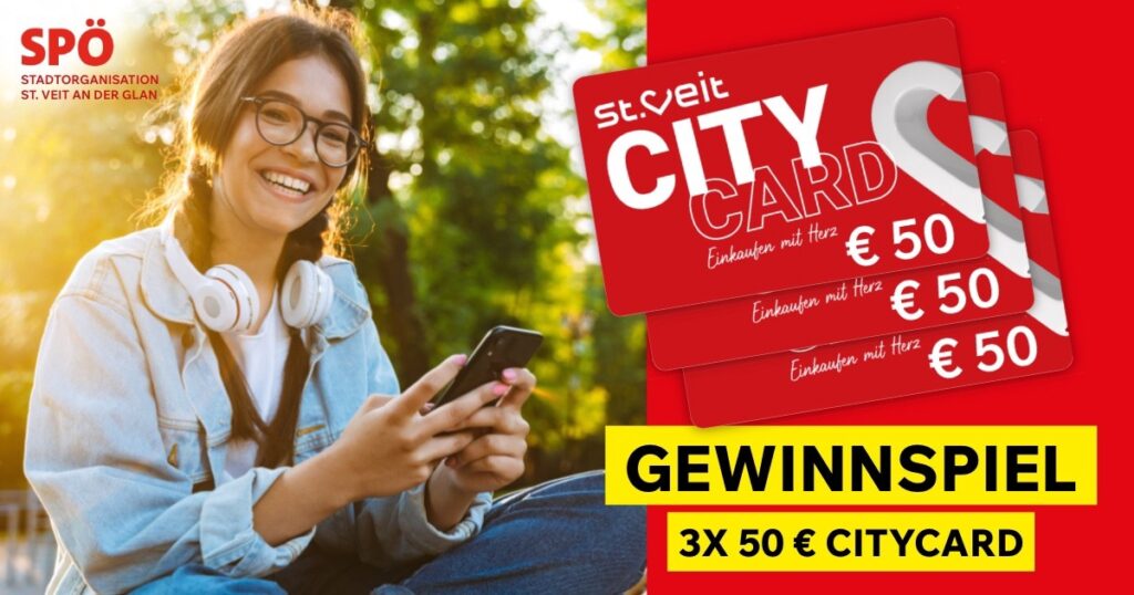 Jetzt Mitmachen! Beim GEWINNSPIEL &ndash; 3x 50 &euro; CITYCARD Gutscheine